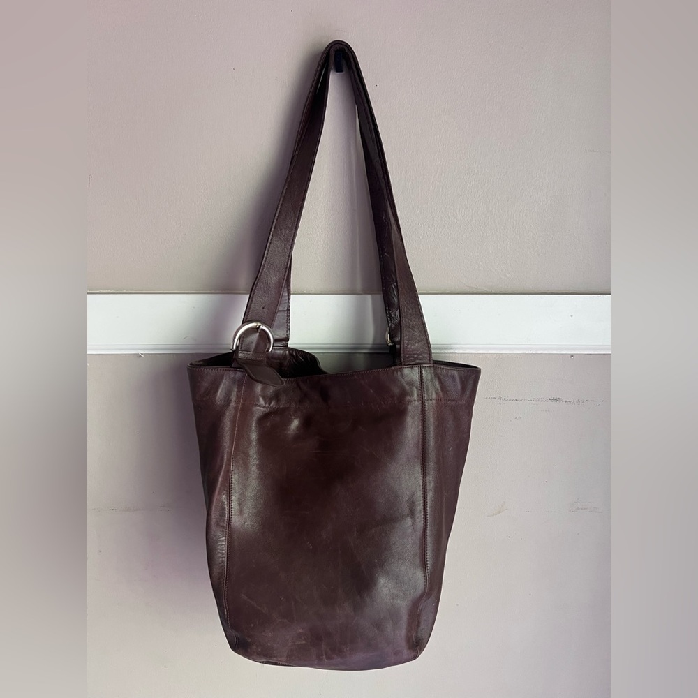 Coach Dark Brown Leather Shoulder Tote - Picture 4 of 5